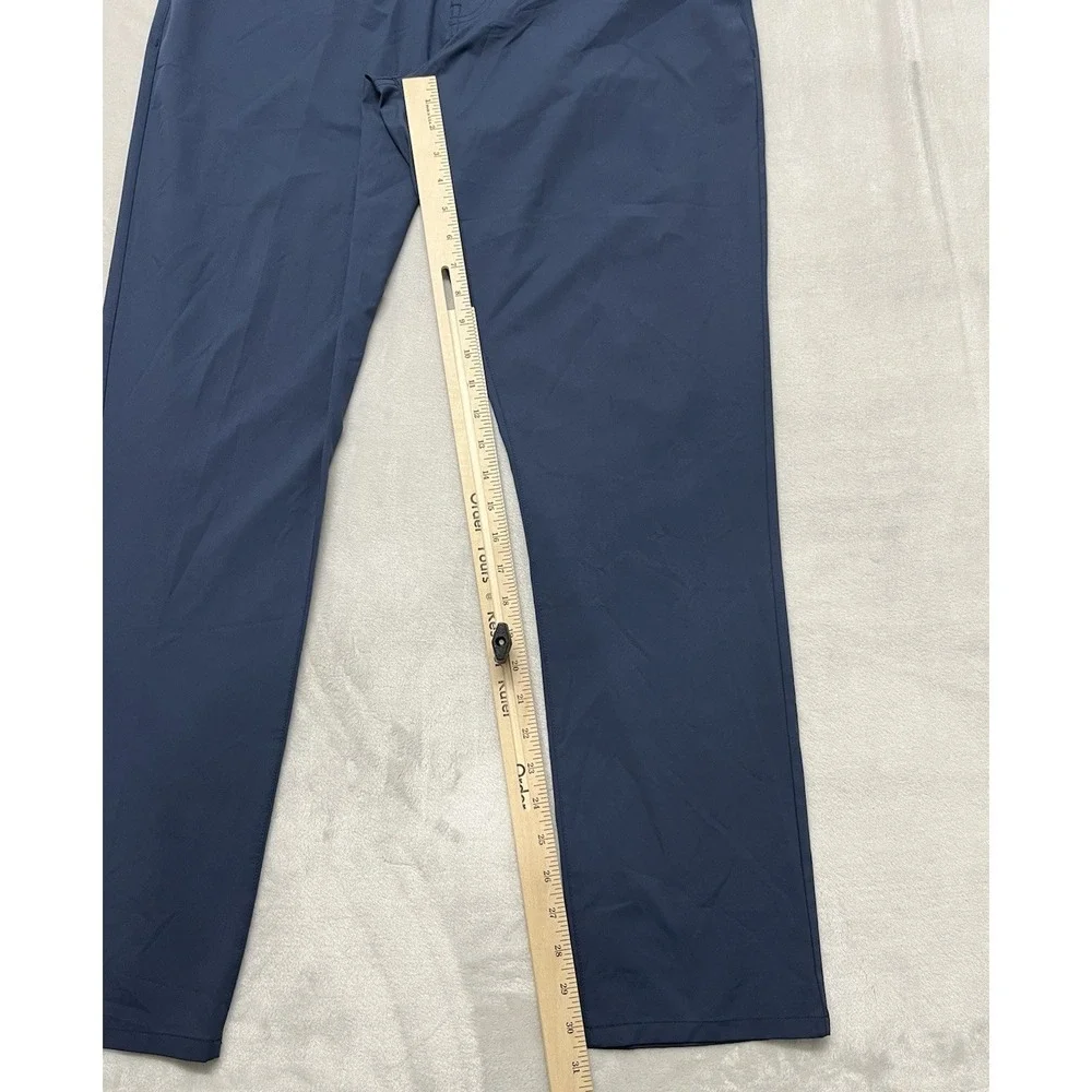 Travis Mathew Trevino Pants Men 34x31.5 Navy 5-Pockets Stretch Tapered Leg Golf